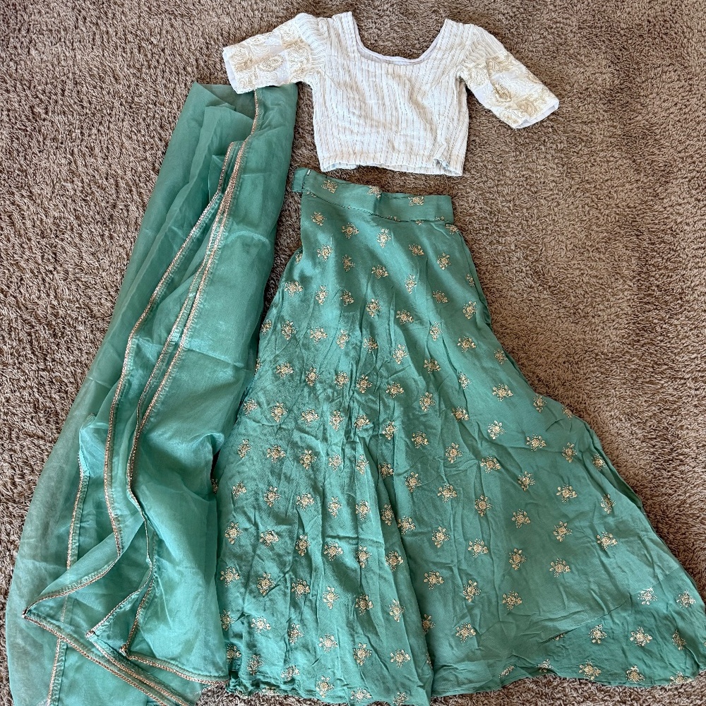 Teal Lehenga Set